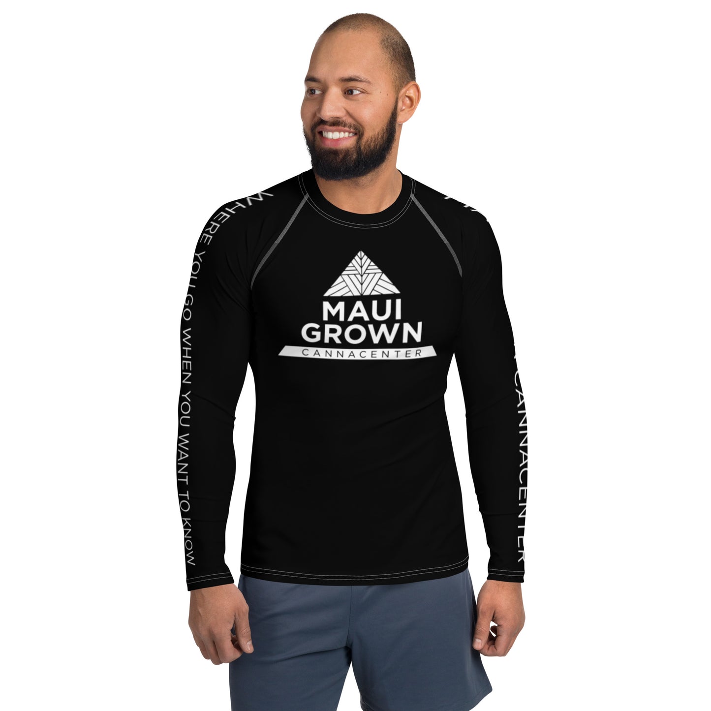 Maui Grown Cannacenter Men's Sublimated Rash Guard - Black