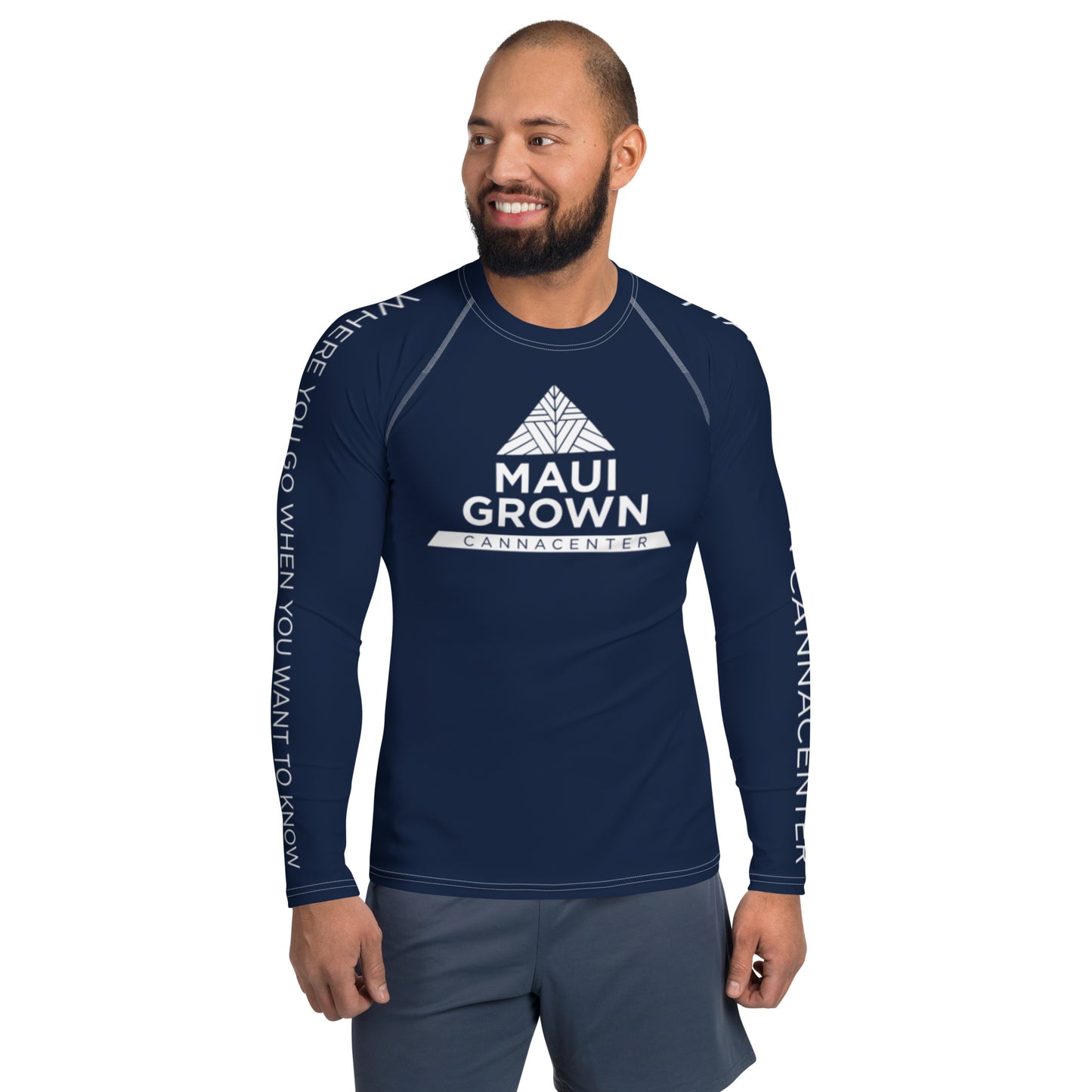 Maui Grown Cannacenter Men's Sublimated Rash Guard - Navy