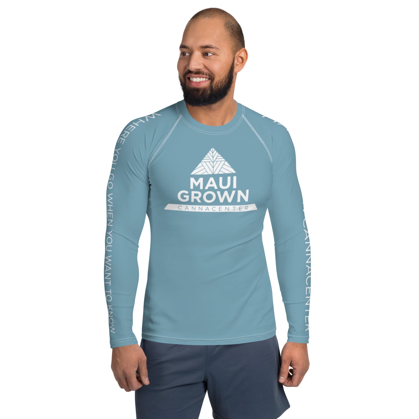 Maui Grown Cannacenter Men's Sublimated Rash Guard - Ocean Blue