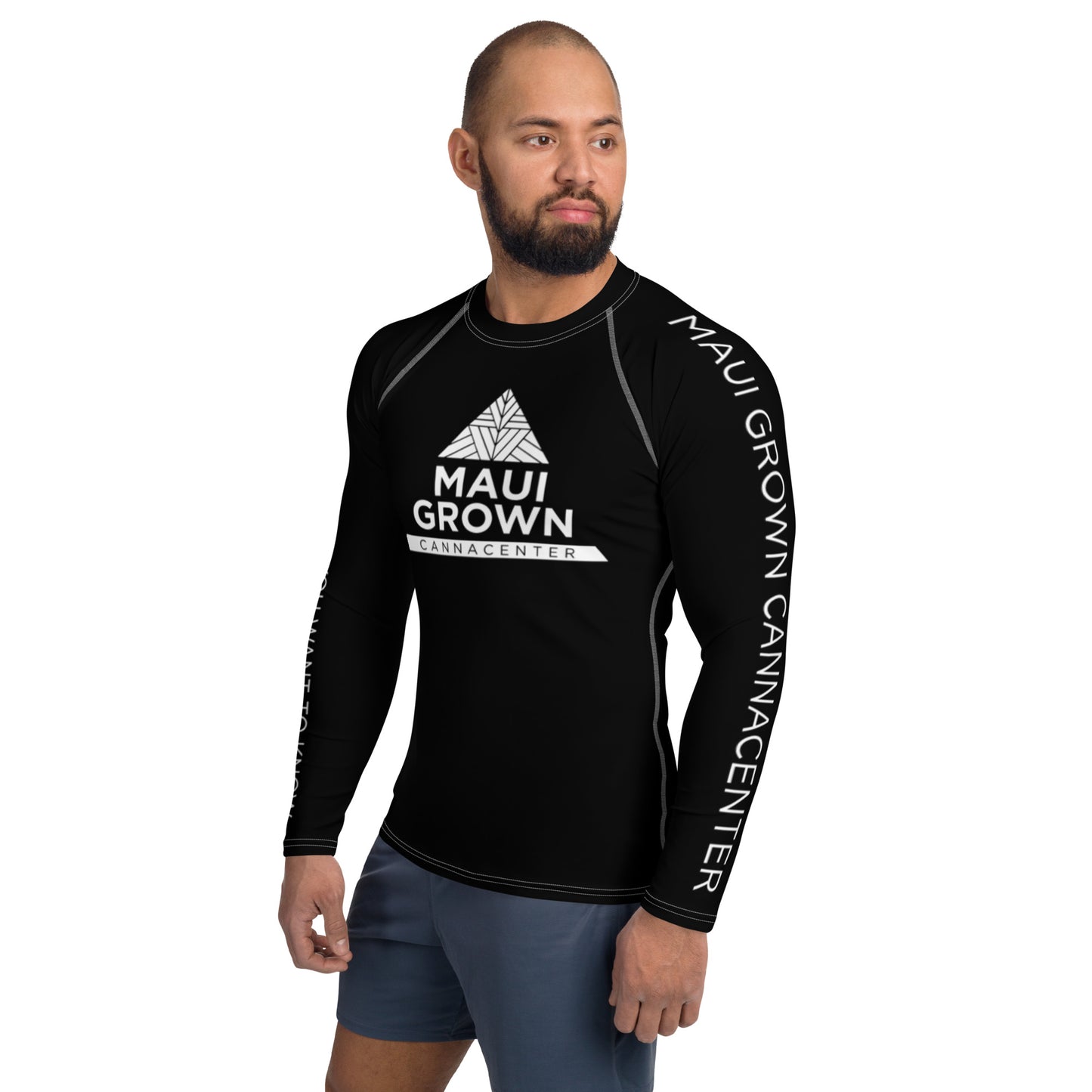 Maui Grown Cannacenter Men's Sublimated Rash Guard - Black