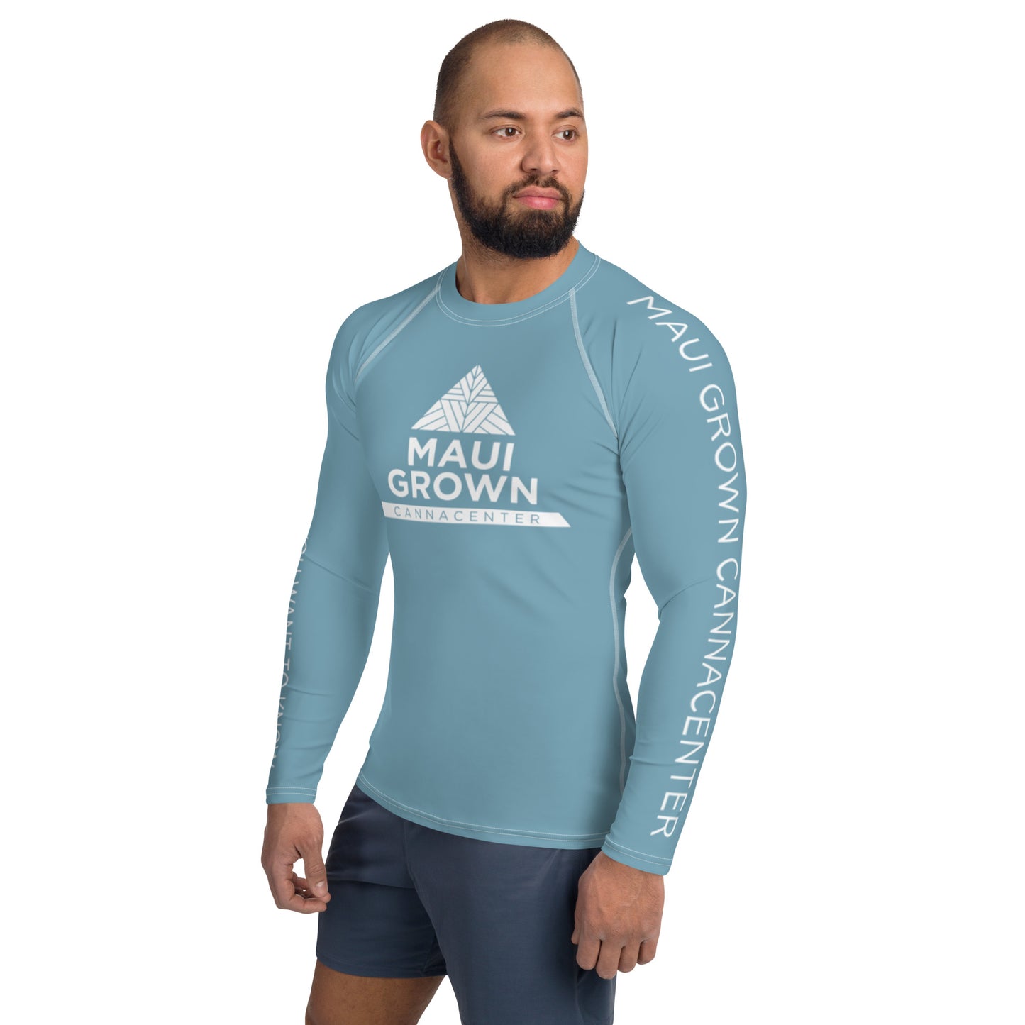 Maui Grown Cannacenter Men's Sublimated Rash Guard - Ocean Blue
