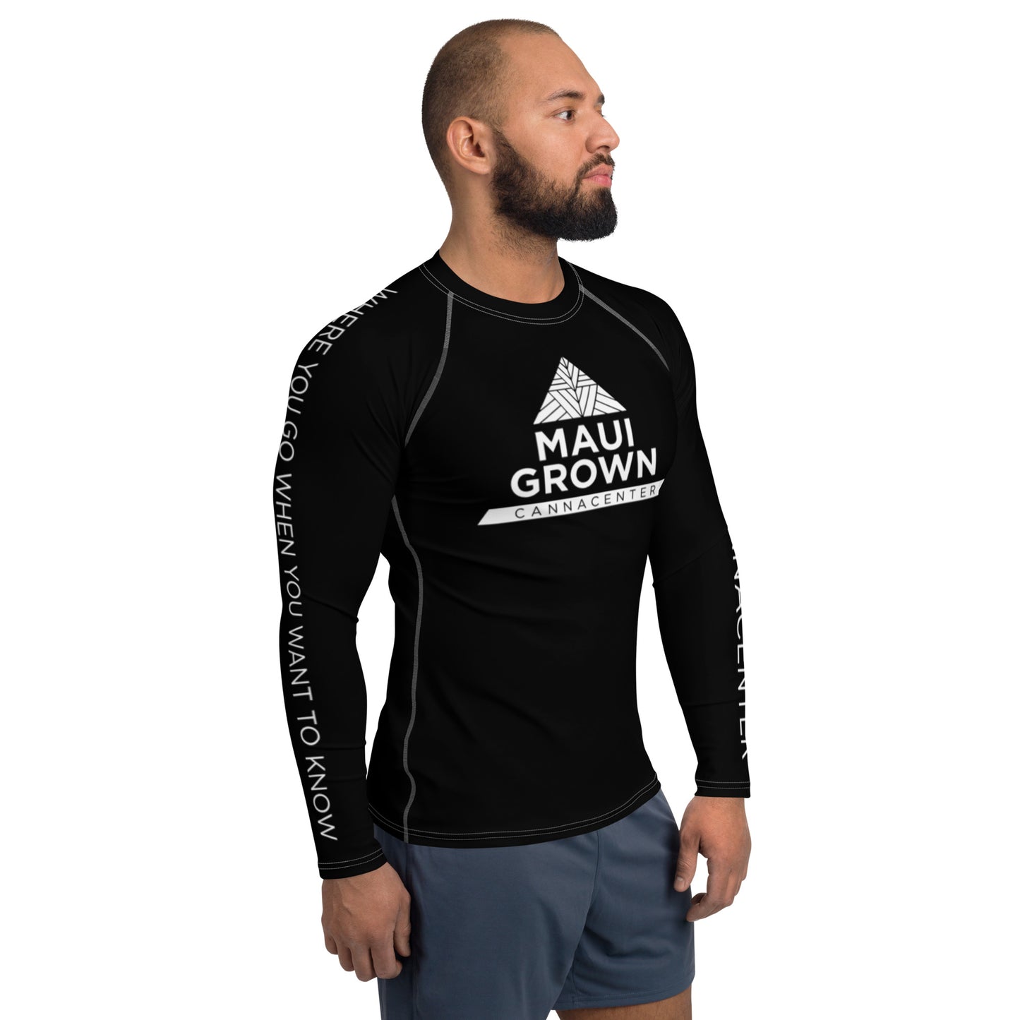 Maui Grown Cannacenter Men's Sublimated Rash Guard - Black