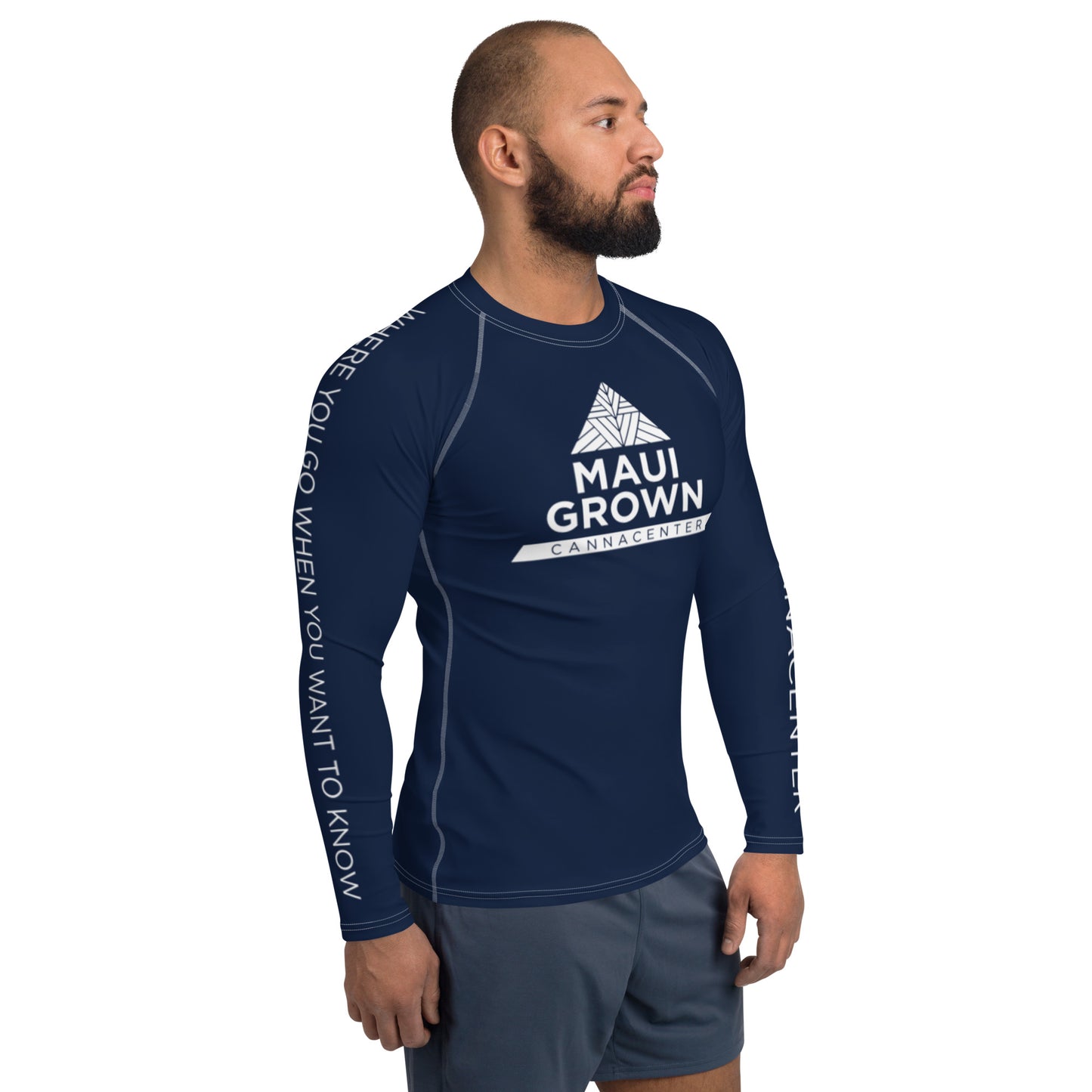 Maui Grown Cannacenter Men's Sublimated Rash Guard - Navy