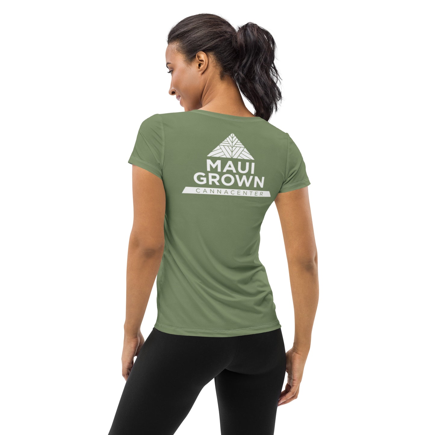 Maui Grown Cannacenter Women's Athletic T-shirt - Camouflage Green