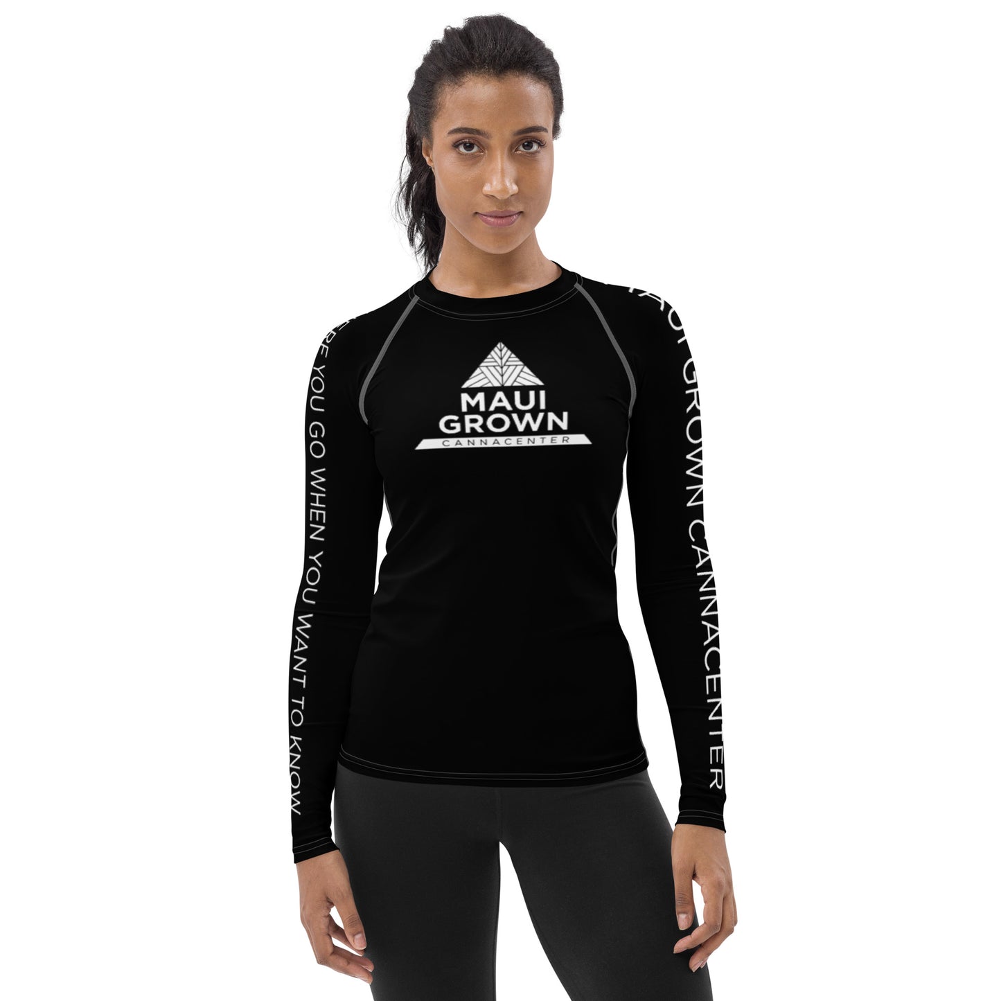 Maui Grown Cannacenter Women's Sublimated Rash Guard - Black