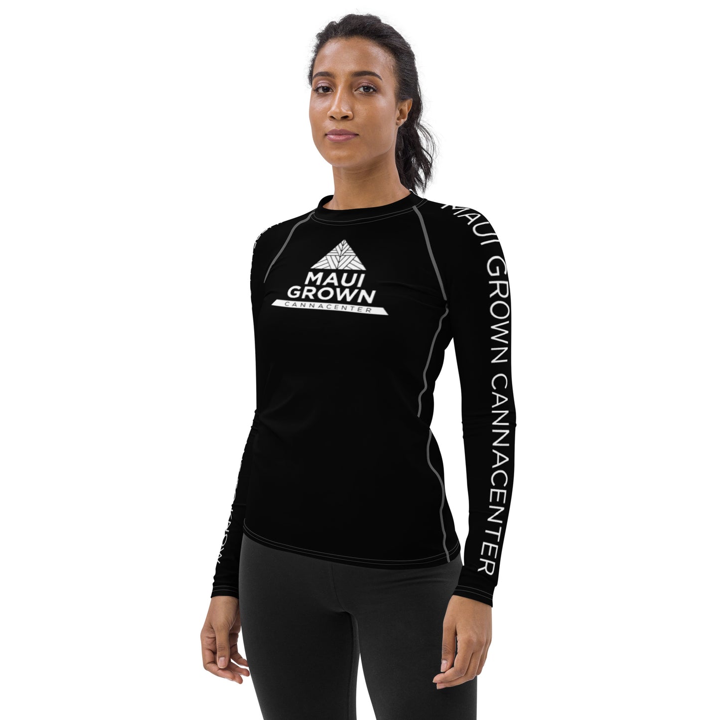 Maui Grown Cannacenter Women's Sublimated Rash Guard - Black