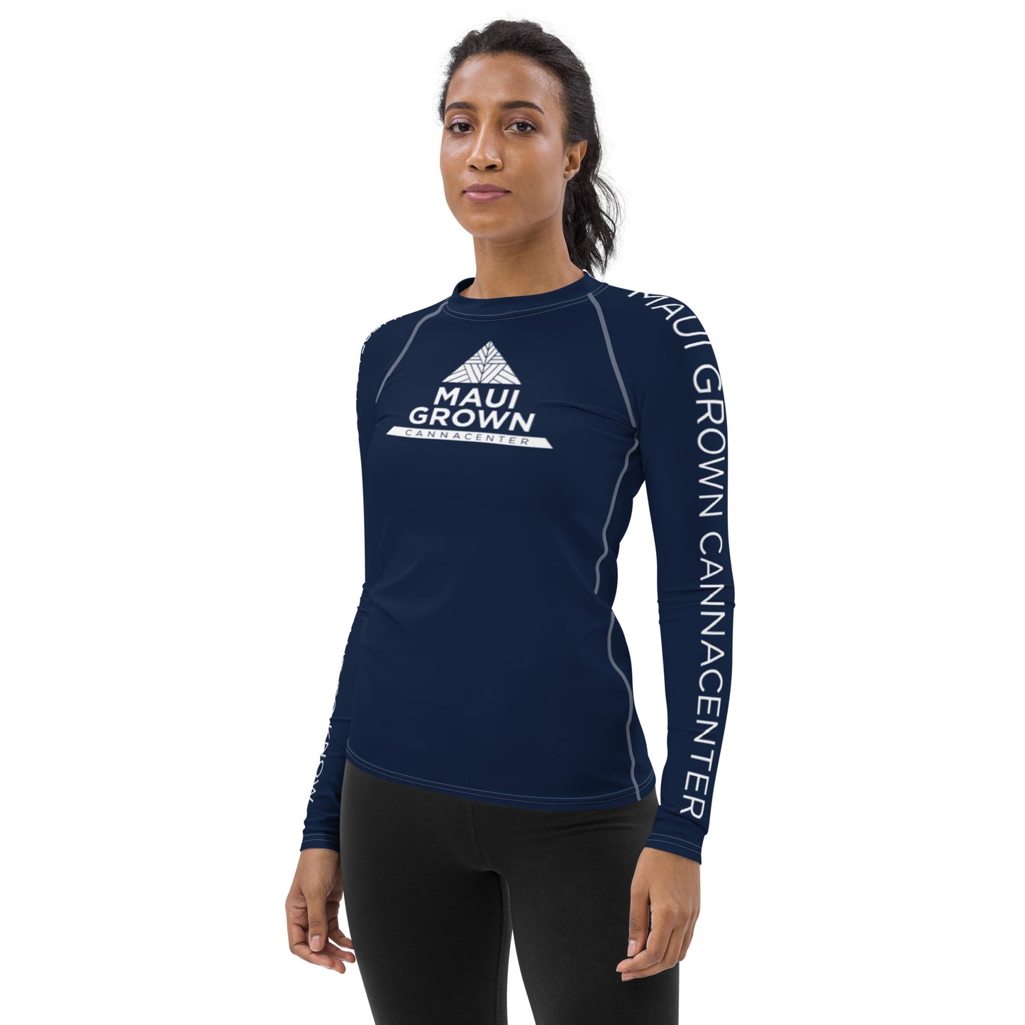 Maui Grown Cannacenter Women's Sublimated Rash Guard - Navy