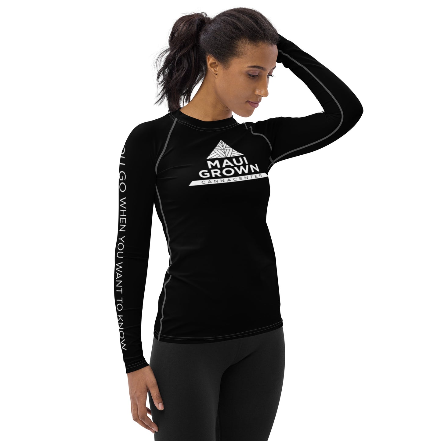 Maui Grown Cannacenter Women's Sublimated Rash Guard - Black