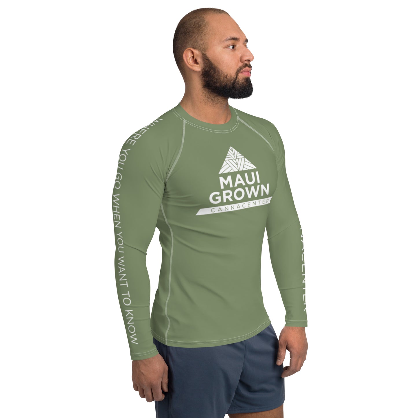 Maui Grown Cannacenter Men's Sublimated Rash Guard - Camouflage Green