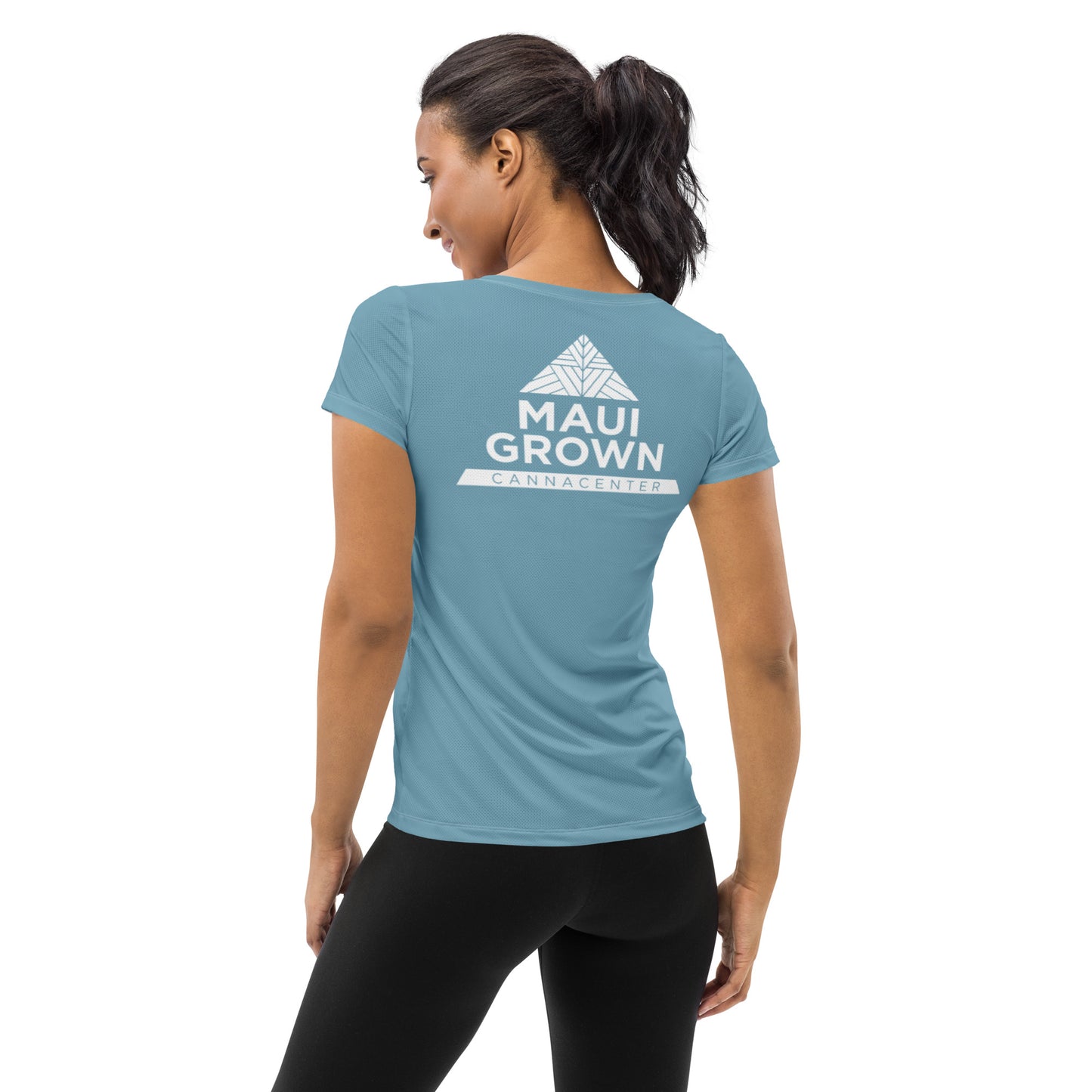 Maui Grown Cannacenter Women's Athletic T-shirt - Ocean Blue