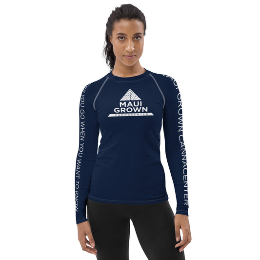 Maui Grown Cannacenter Women's Sublimated Rash Guard - Navy